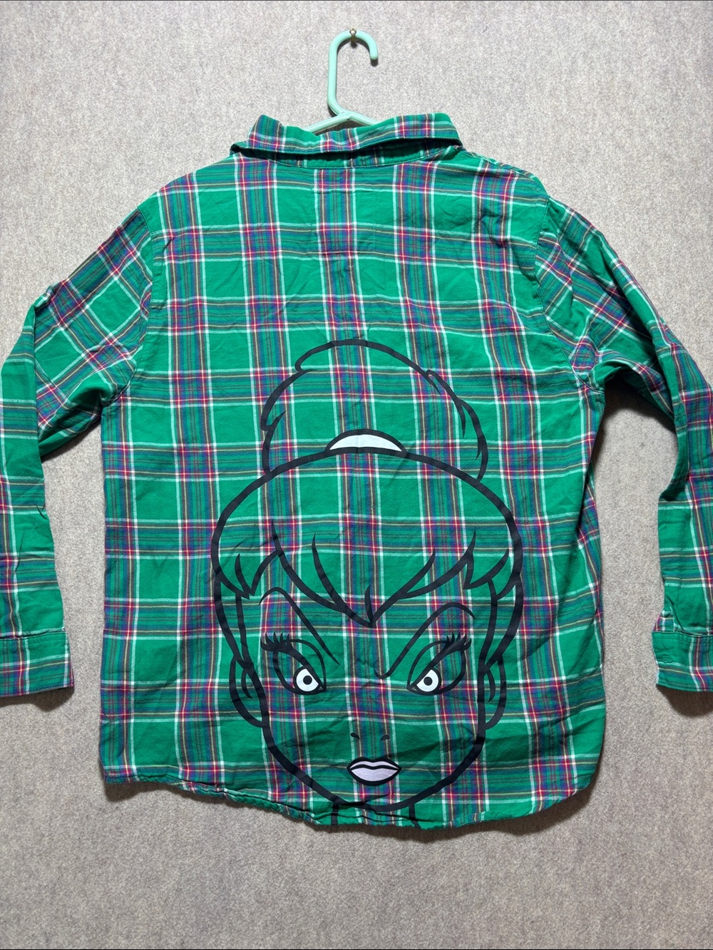 Disney Cakeworthy Tinker Bell Flannel Womens Large Green Plaid Button Up (13)